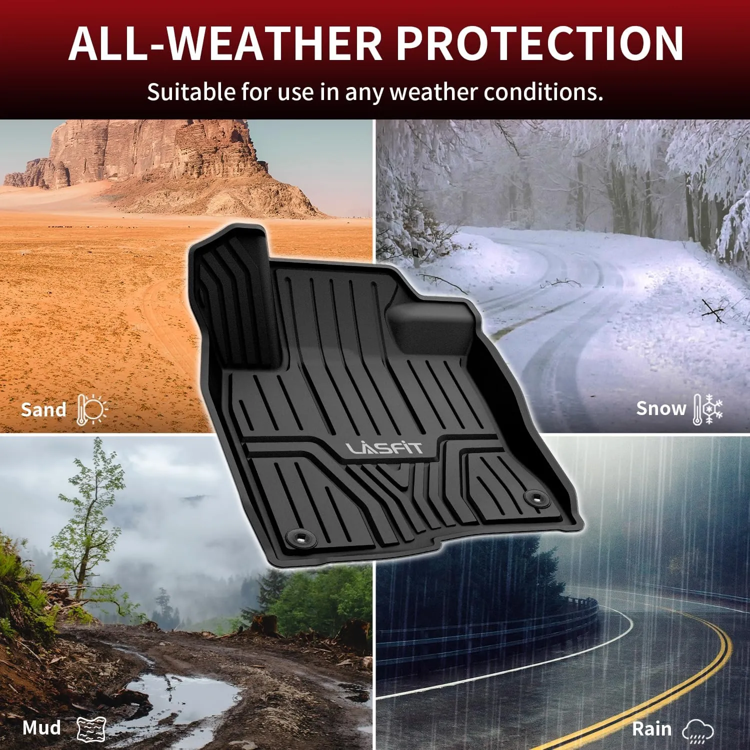 LASFIT Floor Mats and Trunk Mat for Honda Civic 2025 2024 2023 2022 Sedan (Fits Rear Seats with or Without USB Ports), All Weather TPE Car Floor Liners,1st & 2nd Row & Trunk Liner(Not for Hatchback)