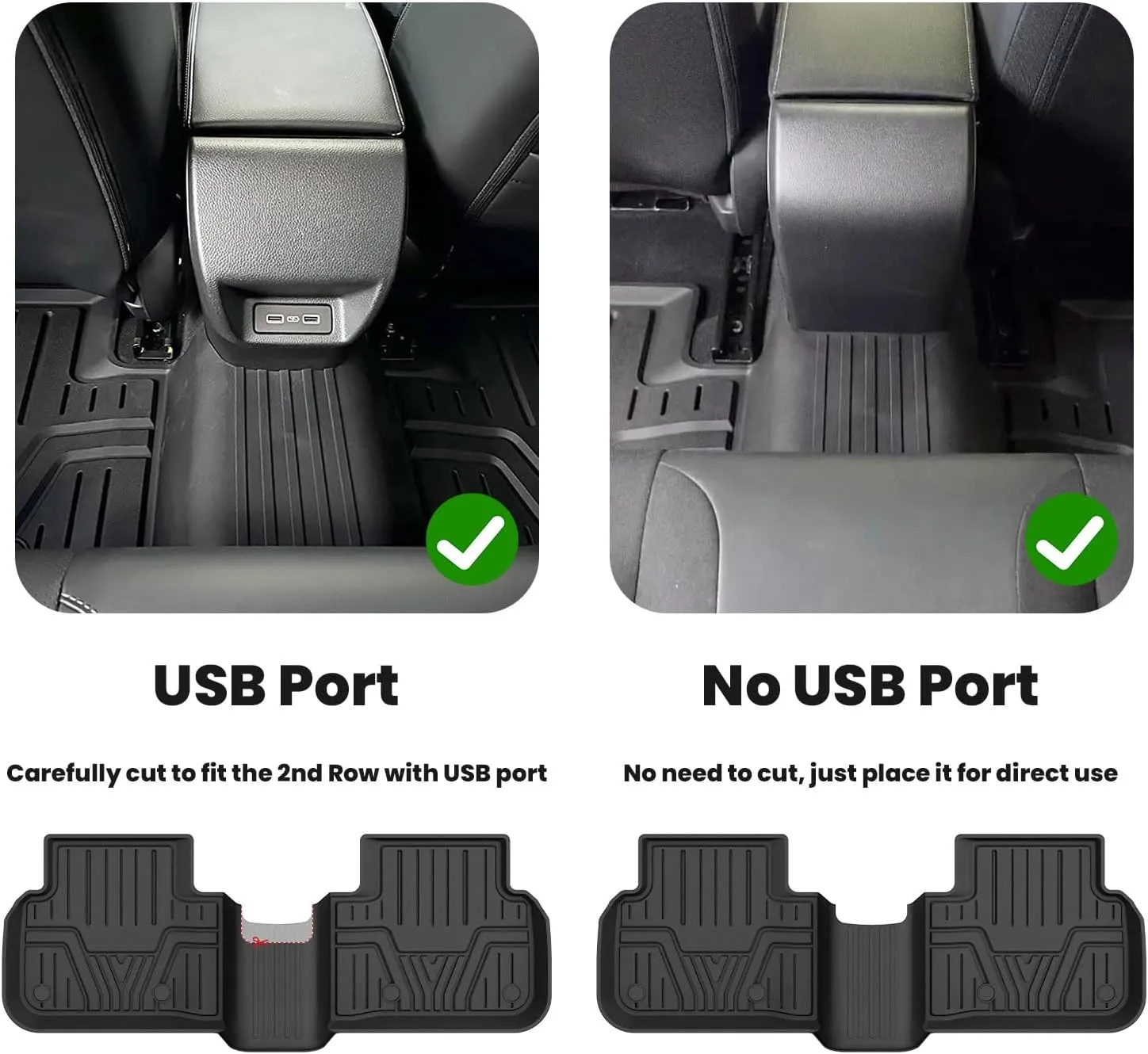 LASFIT Floor Mats and Trunk Mat for Honda Civic 2025 2024 2023 2022 Sedan (Fits Rear Seats with or Without USB Ports), All Weather TPE Car Floor Liners,1st & 2nd Row & Trunk Liner(Not for Hatchback)