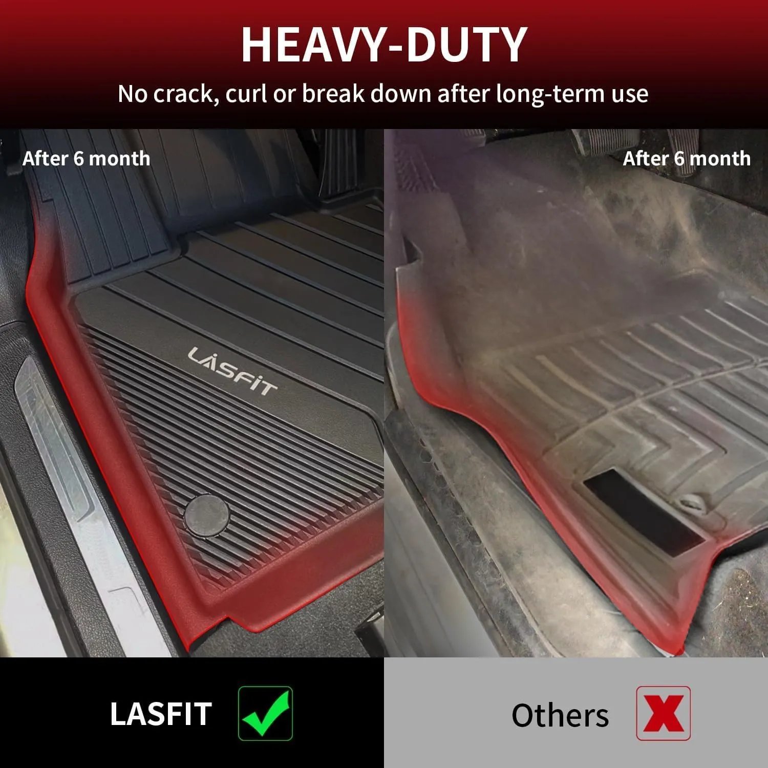LASFIT Floor Mats for BMW 3 Series 2012-2018 320i 328d 328i 330e 330i 335i 340i M3 RWD & Sedan Only(Not for 335is, X-Drive, GT), All Weather TPE Custom Fit Car Liners 1st & 2nd Row Mat, Black