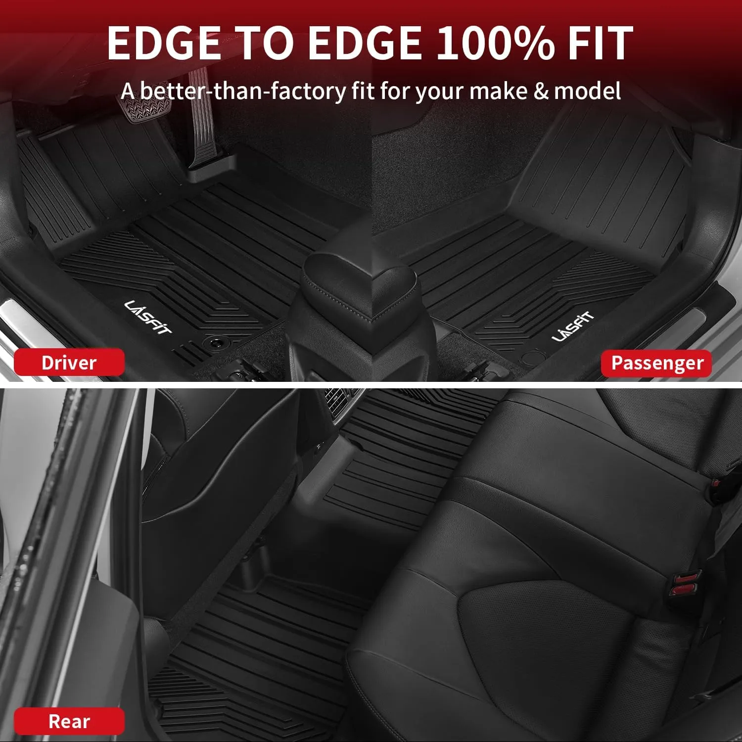 LASFIT Floor Mats for Toyota Camry 2024-2018, FWD Only (Not Fit Hybrid or AWD), All Weather Custom Fit Floor Liner for Camry L/LE/SE/TRD/XLE/XSE Front & Rear 2 Row Car Mats, Black