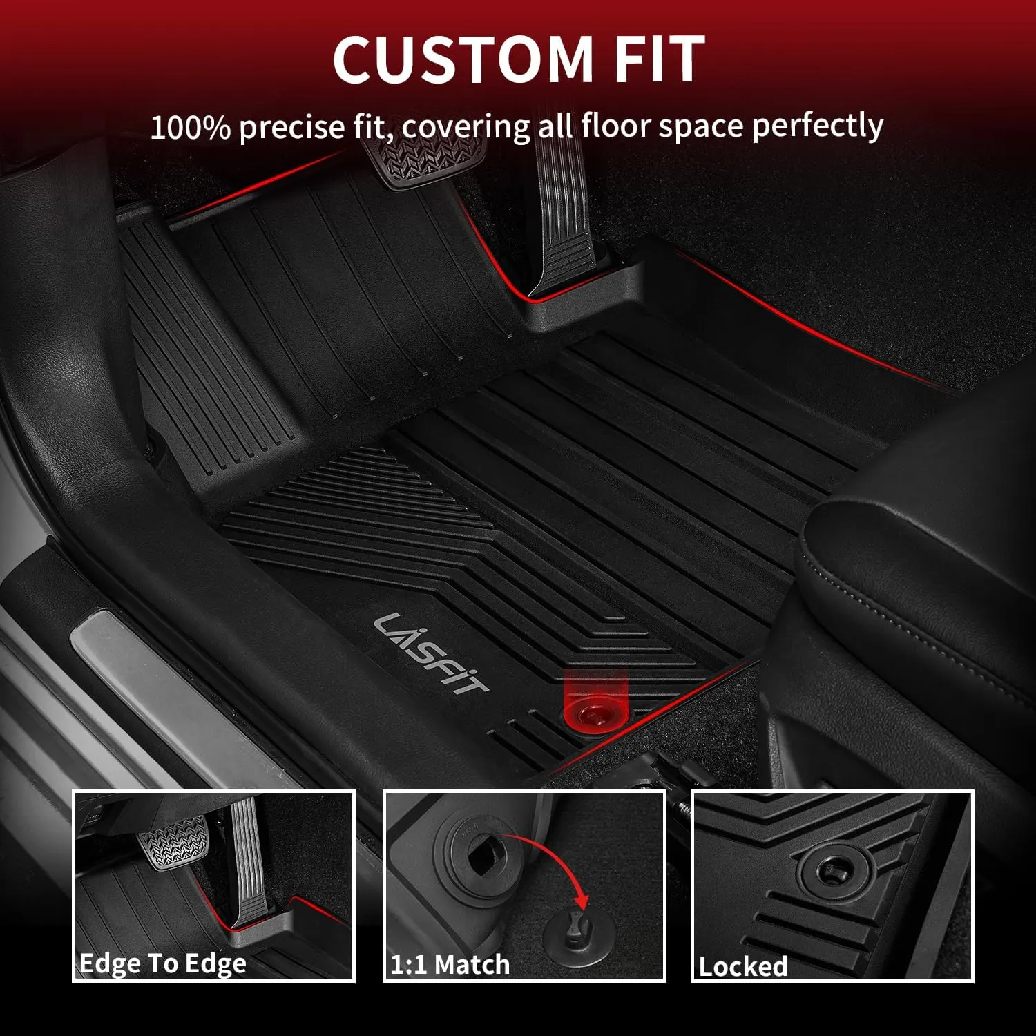 LASFIT Floor Mats for Toyota Camry 2024-2018, FWD Only (Not Fit Hybrid or AWD), All Weather Custom Fit Floor Liner for Camry L/LE/SE/TRD/XLE/XSE Front & Rear 2 Row Car Mats, Black