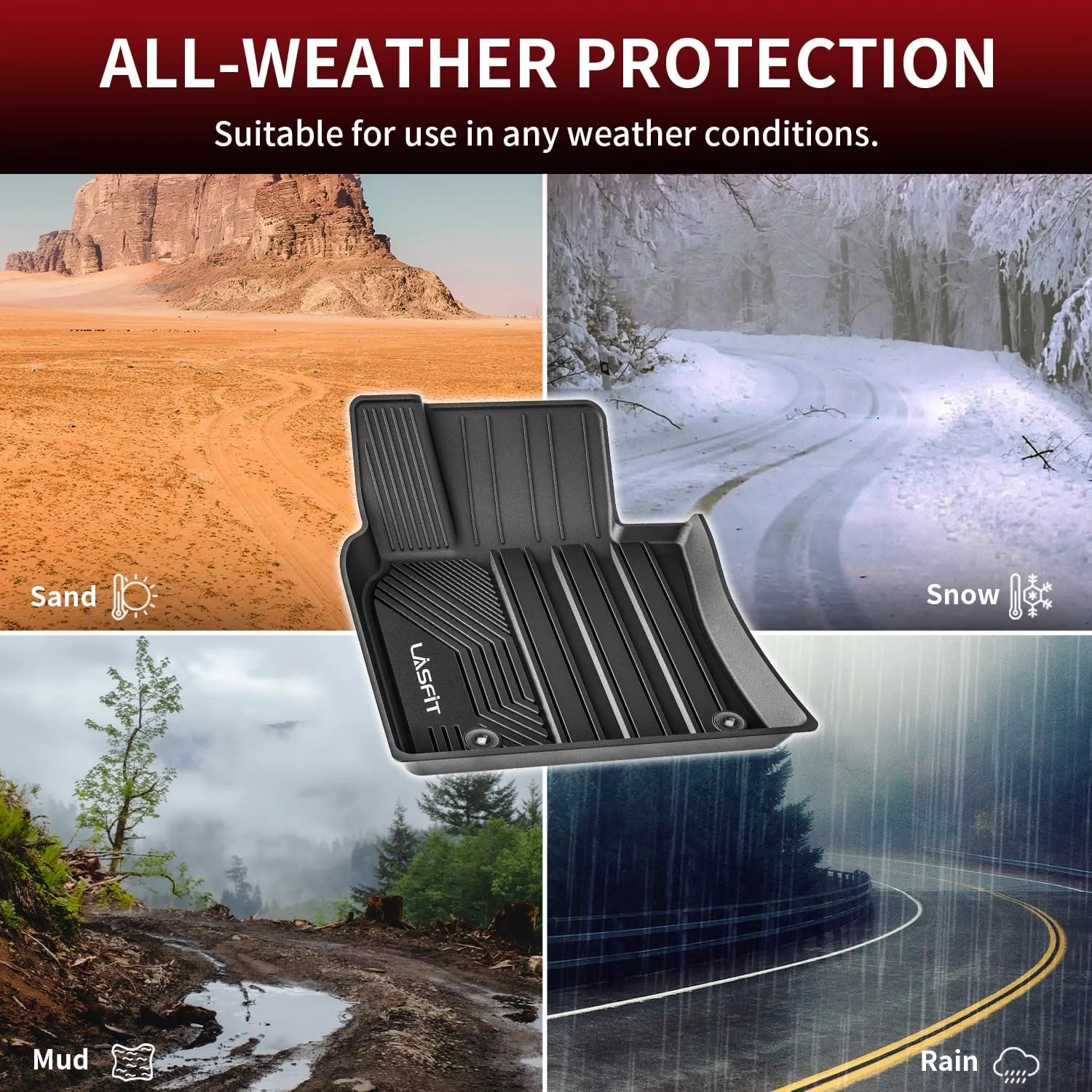LASFIT Floor Mats for Toyota Camry 2024-2018, FWD Only (Not Fit Hybrid or AWD), All Weather Custom Fit Floor Liner for Camry L/LE/SE/TRD/XLE/XSE Front & Rear 2 Row Car Mats, Black