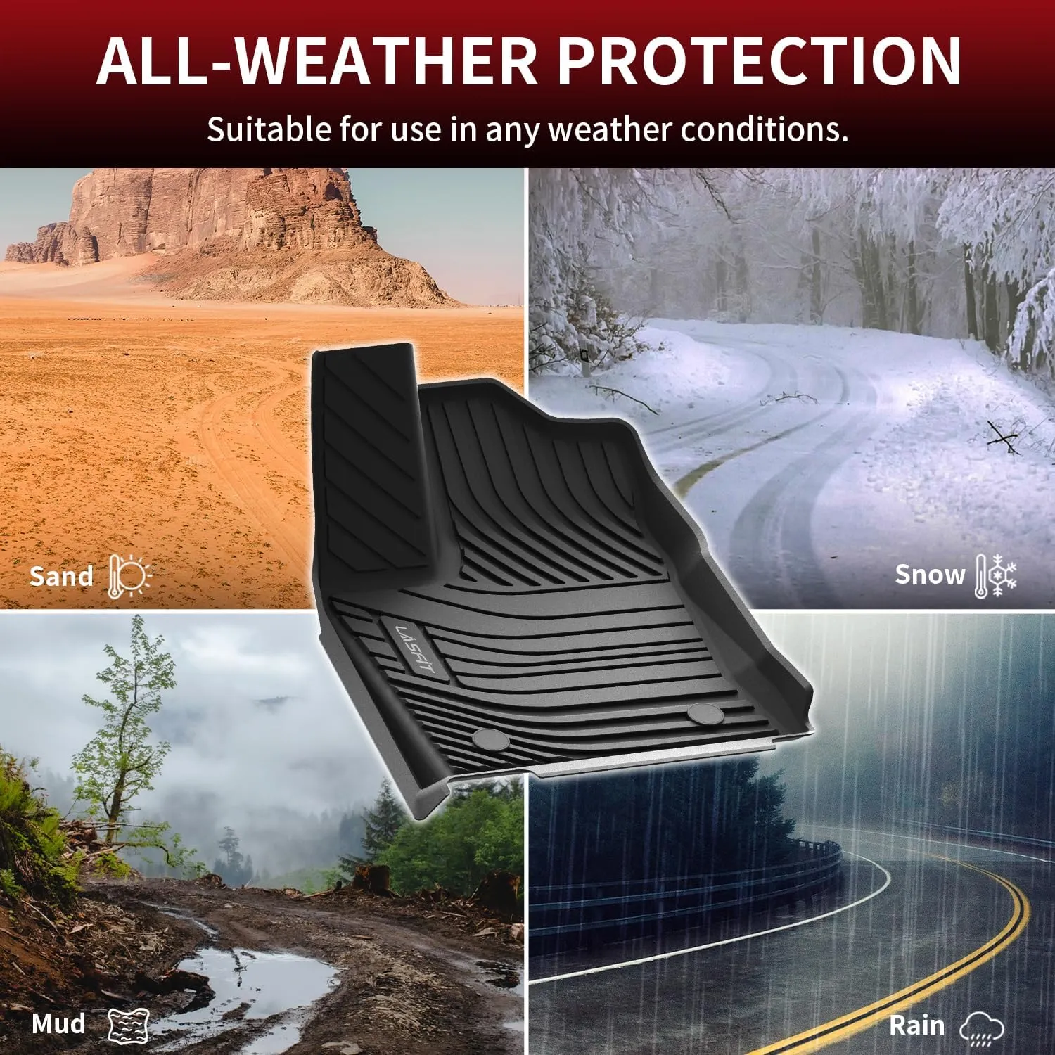 LASFIT Floor Mats for Toyota Tundra 2022-2024 2025 CrewMax Cab, All Weather Custom Fit TPE Floor Liners for Tundra SR/SR5/TRD PRO/Limited/Platinum/Castone Front&Rear 2 Row Car Mats, Black