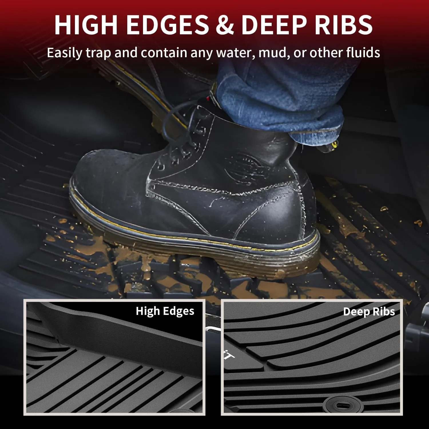 LASFIT Floor Mats for Toyota Tundra 2022-2024 2025 CrewMax Cab, All Weather Custom Fit TPE Floor Liners for Tundra SR/SR5/TRD PRO/Limited/Platinum/Castone Front&Rear 2 Row Car Mats, Black