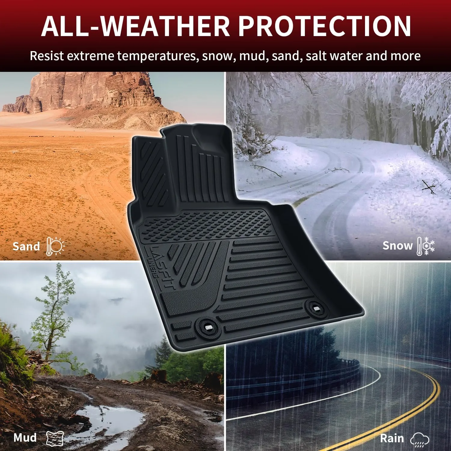 LASFIT Floor Mats&Trunk Mat for Toyota Camry 2025 Hybrid/LE/SE/XLE/XSE, All Weather Custom Fit TPE Floor Liners for Camry 2025 Front & Rear Full Set Car Mats, Black.