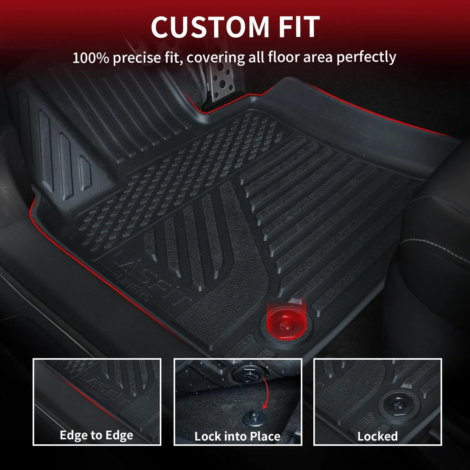 LASFIT Floor Mats&Trunk Mat for Toyota Camry 2025 Hybrid/LE/SE/XLE/XSE, All Weather Custom Fit TPE Floor Liners for Camry 2025 Front & Rear Full Set Car Mats, Black.