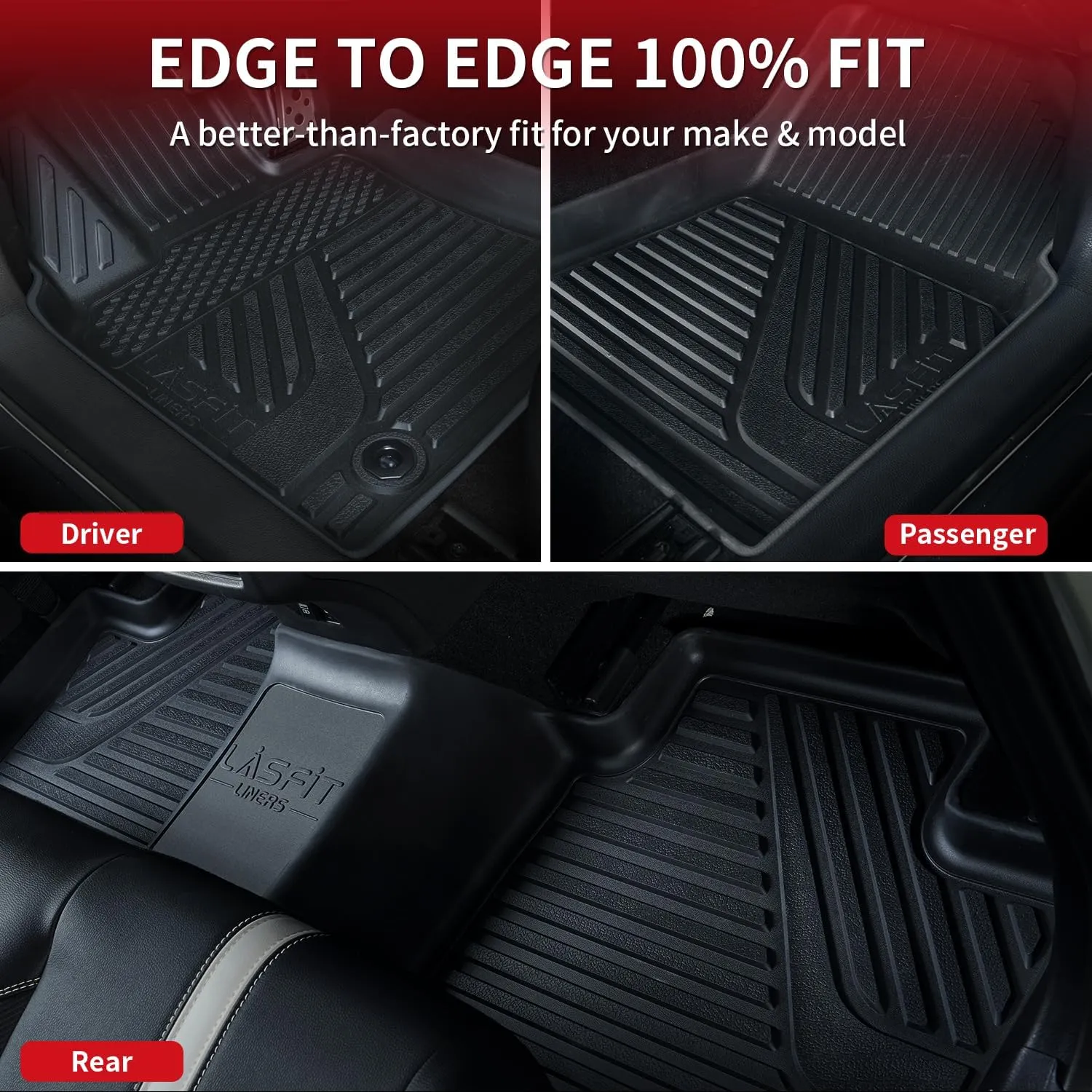 LASFIT Floor Mats&Trunk Mat for Toyota Camry 2025 Hybrid/LE/SE/XLE/XSE, All Weather Custom Fit TPE Floor Liners for Camry 2025 Front & Rear Full Set Car Mats, Black.