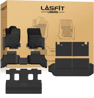LASFIT Floor Mats&Trunk Mat with Backrest Mat for Toyota 4Runner 2025(Only Fit 7 Seats), All Weather TPE Custom Fit Floor Liner for 4Runner SR5/TRD/Limited 6th gen Front&Rear 4 Runner Car Mats, Black