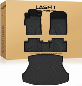 LASFIT Floor Mats & Cargo Mats Fits for Hyundai Kona 2023 2022 2021 2020 2019 2018/ Hyundai Kona N 2023 2022, All Weather TPE Custom Fit Floor Liners for 1st and 2nd Rows Car Mats & Trunk Mats, Black