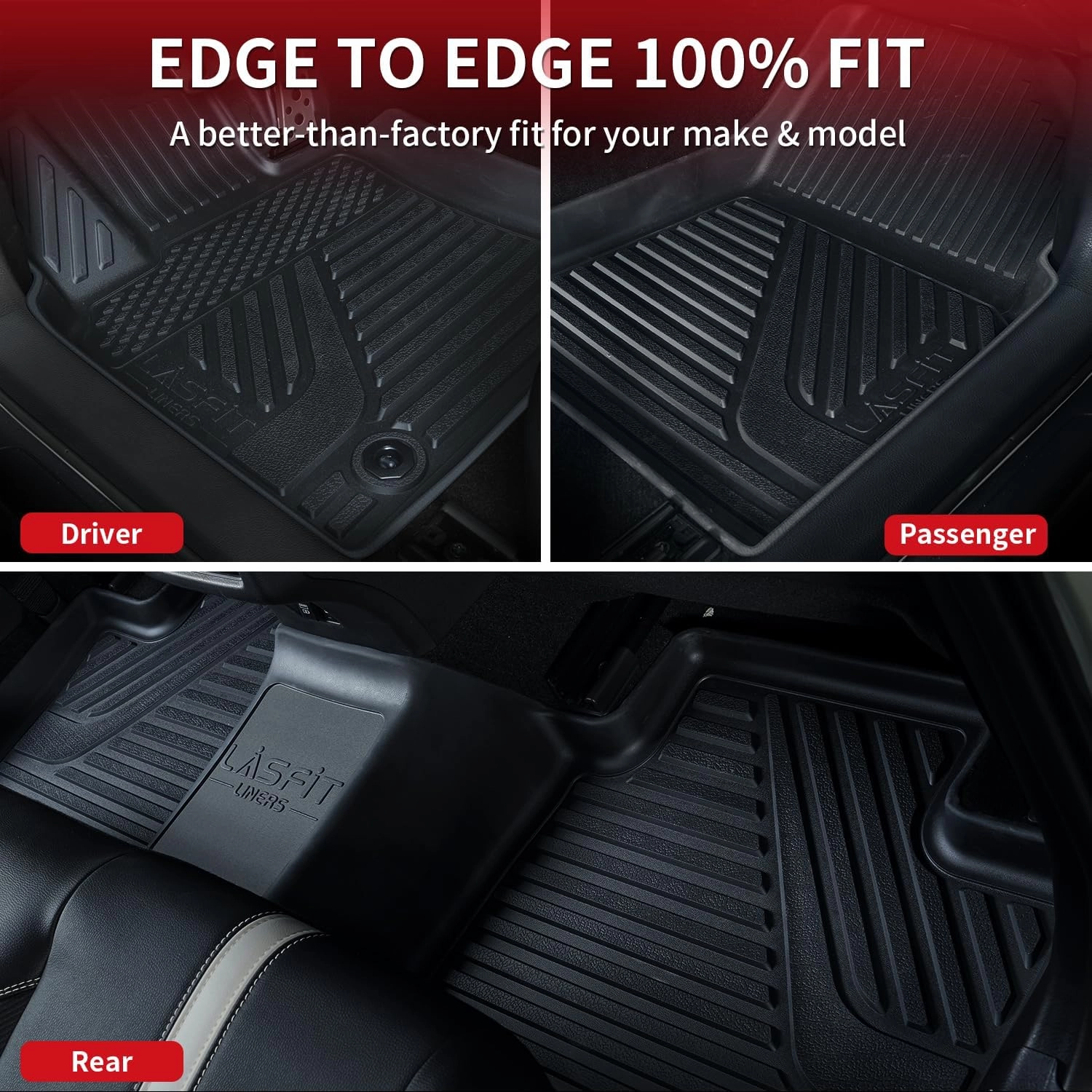 LASFIT Floor Mats&Trunk Mat for Toyota Camry 2025 Hybrid/LE/SE/XLE/XSE, All Weather Custom Fit TPE Floor Liners for Camry 2025 Front & Rear Full Set Car Mats, Black.