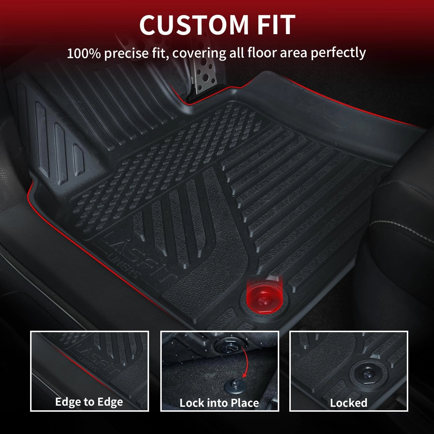 LASFIT Floor Mats&Trunk Mat for Toyota Camry 2025 Hybrid/LE/SE/XLE/XSE, All Weather Custom Fit TPE Floor Liners for Camry 2025 Front & Rear Full Set Car Mats, Black.