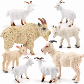 LC JoyCre Goat Figurine 8PCS Goat Toy Set Sheep Toys Farm Animal Figurines Goat Decor Sheep Figurine Kids Preschool Toy Goat Gifts