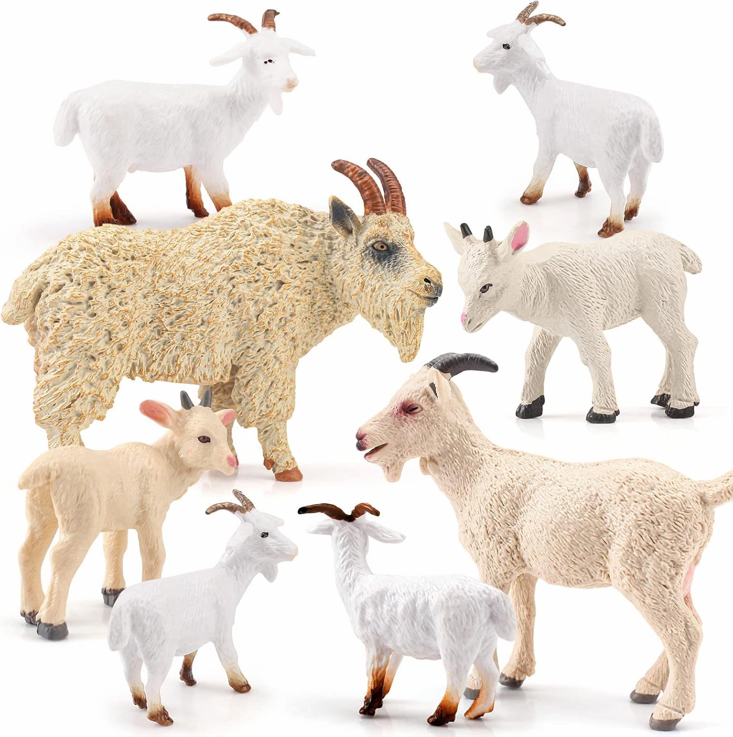 LC JoyCre Goat Figurine 8PCS Goat Toy Set Sheep Toys Farm Animal Figurines Goat Decor Sheep Figurine Kids Preschool Toy Goat Gifts