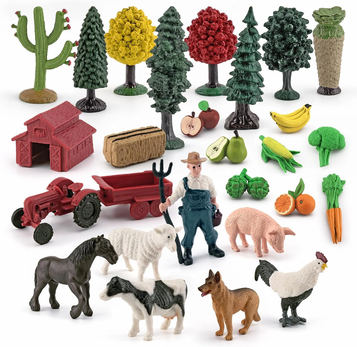 LC JoyCre Small Barn Farm Animals Playset Farm Toy Farm Animals Figurines for Cake Topper for Toddlers 1-3