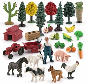 LC JoyCre Small Barn Farm Animals Playset Farm Toy Farm Animals Figurines for Cake Topper for Toddlers 1-3