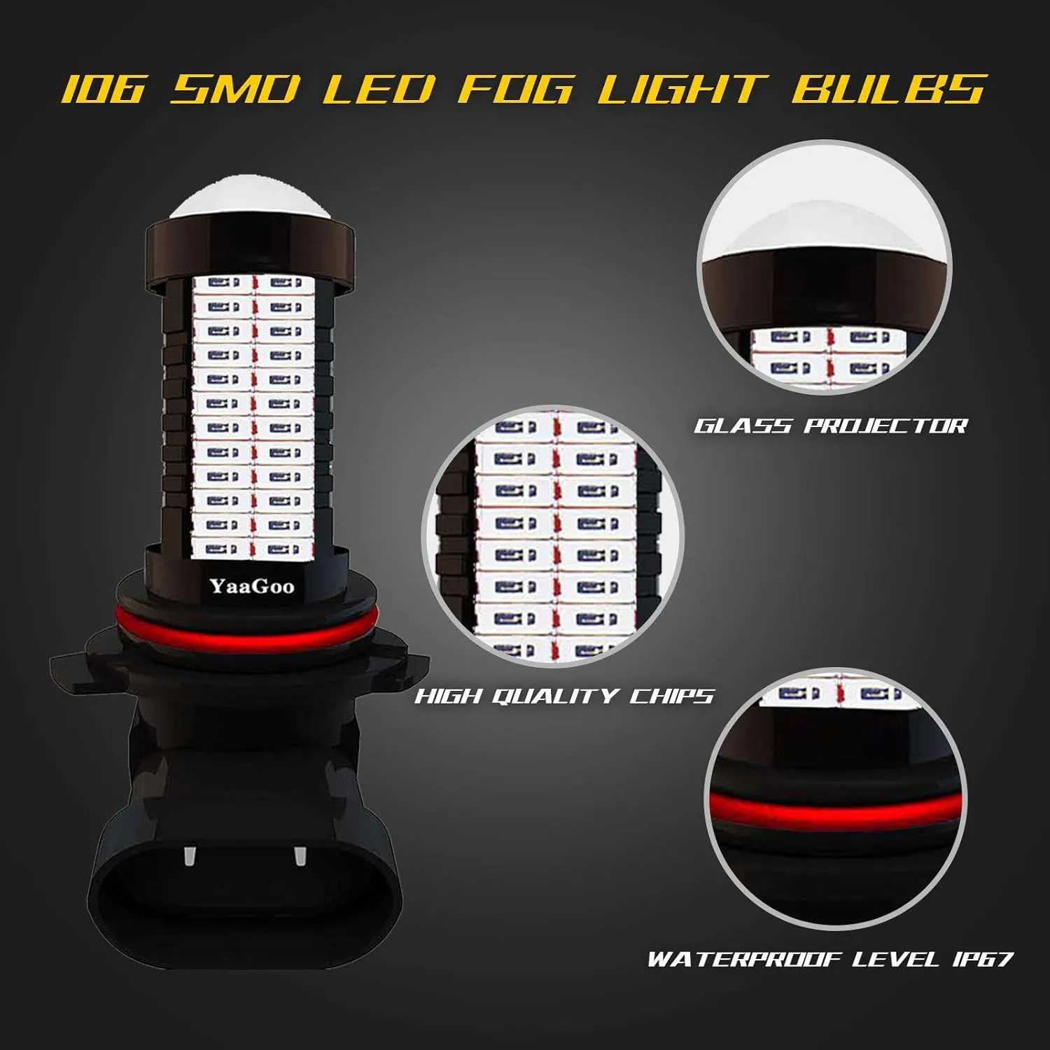 LED DRL Fog Lights,Replacement of Halogen HID,360 Degree Bright 9006 RED