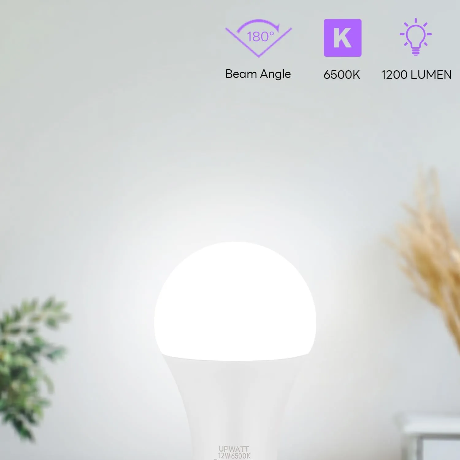 LED Light Bulbs, A19 Daylight 6500K Light Bulb, 12W (100 Watt Equivalent) 1200 Lumens, Non-Dimmable, E26 Standard Medium Base Super Bright Lamp for Bathroom Home Lighting 4 Packs
