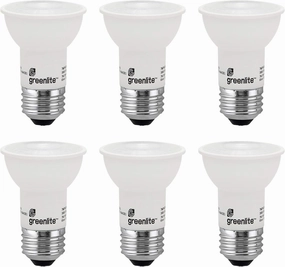 LED PAR16 Dimmable Flood Light Bulb, 7W (60W Equivalent), 500 Lumens, 3000k Bright White, Indoor/Outdoor, 120V, Energy Star, (6 Pack)
