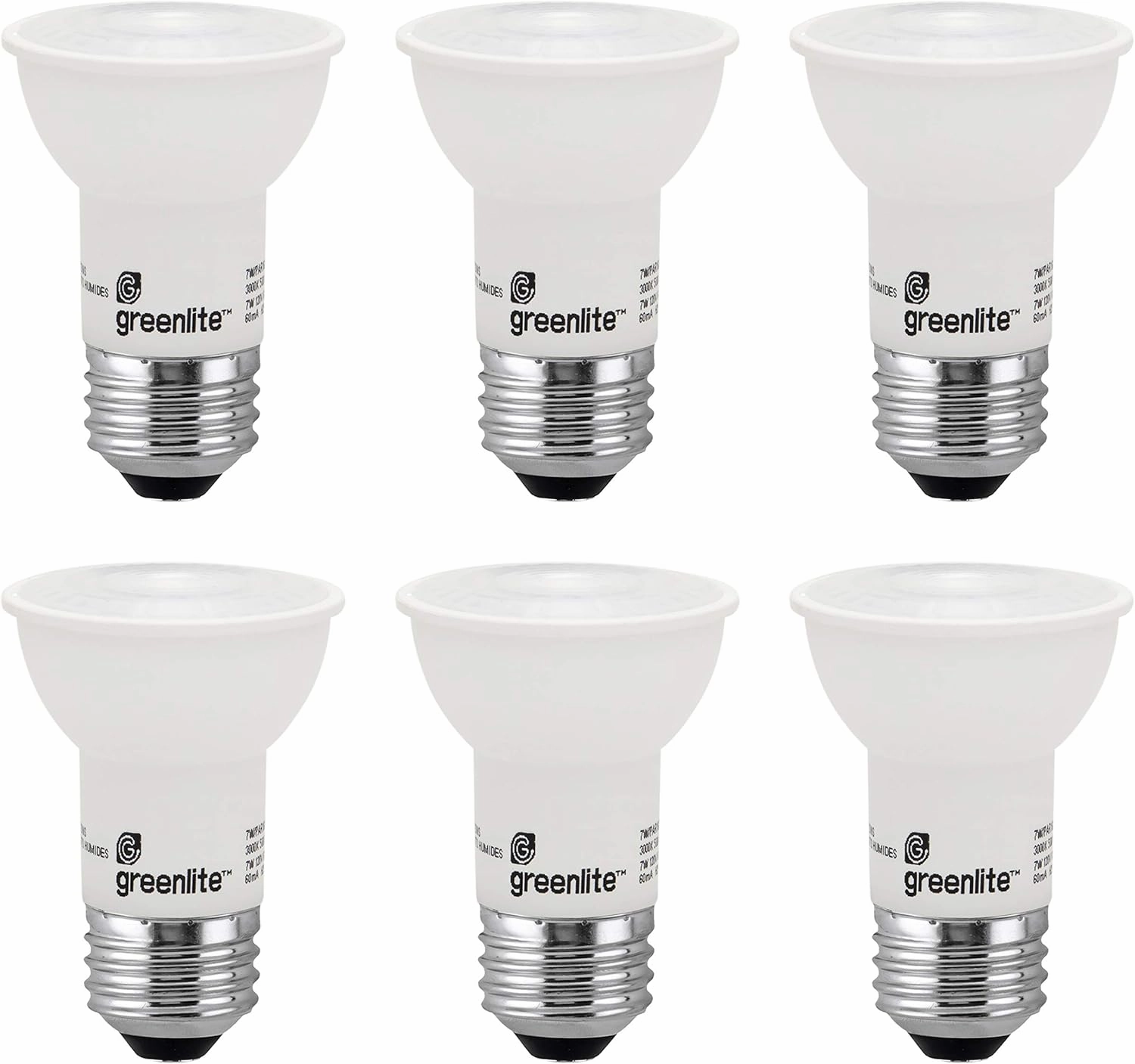 LED PAR16 Dimmable Flood Light Bulb, 7W (60W Equivalent), 500 Lumens, 3000k Bright White, Indoor/Outdoor, 120V, Energy Star, (6 Pack)