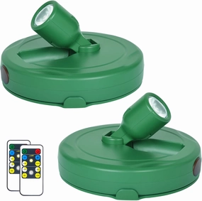 LED Spotlight, Battery Powered Picture Lights, Uplight Indoor, Puck Lights with Remote, Plant Spot Light for Wall Art Display Dartboard Painting Artwork Accent Closet-Green