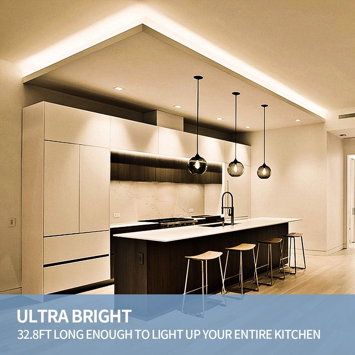 Led Strip Lights 32.8ft Warm White Dimmable Led Light Strip Flexible Rope Lights Kits with 12v Etl Power Supply, Adhesive Clips, Dimmer Switch and Connectors for Indoor Decor