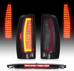 LED Tail Lights Assembly   3rd Third Brake Cargo Lamp Compatible with Chevy Avalanche 2007-2012, Rear Taillights & High Mount Stop Light Set, Smoked Lens, 3 Pcs