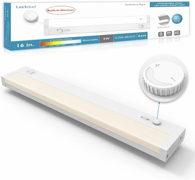 LED Under Cabinet Lighting Built-in Dimmer Plug in or Hardwired,16 Inch 8W Dimmable 5 Color 2700K/3000K/3500K/4000K/5000K, ETL Listed Linkable Under Cabinet Lights for Counter,Kitchen,White