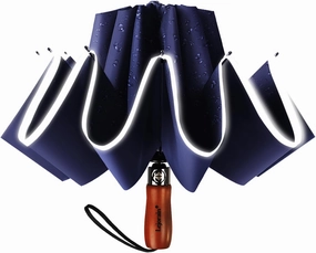 Lejorain Golf Large Inverted Umbrella - Black Big Windproof Heavy Duty Upside Down 54in Compact Car Automatic Folding Reflective Umbrella