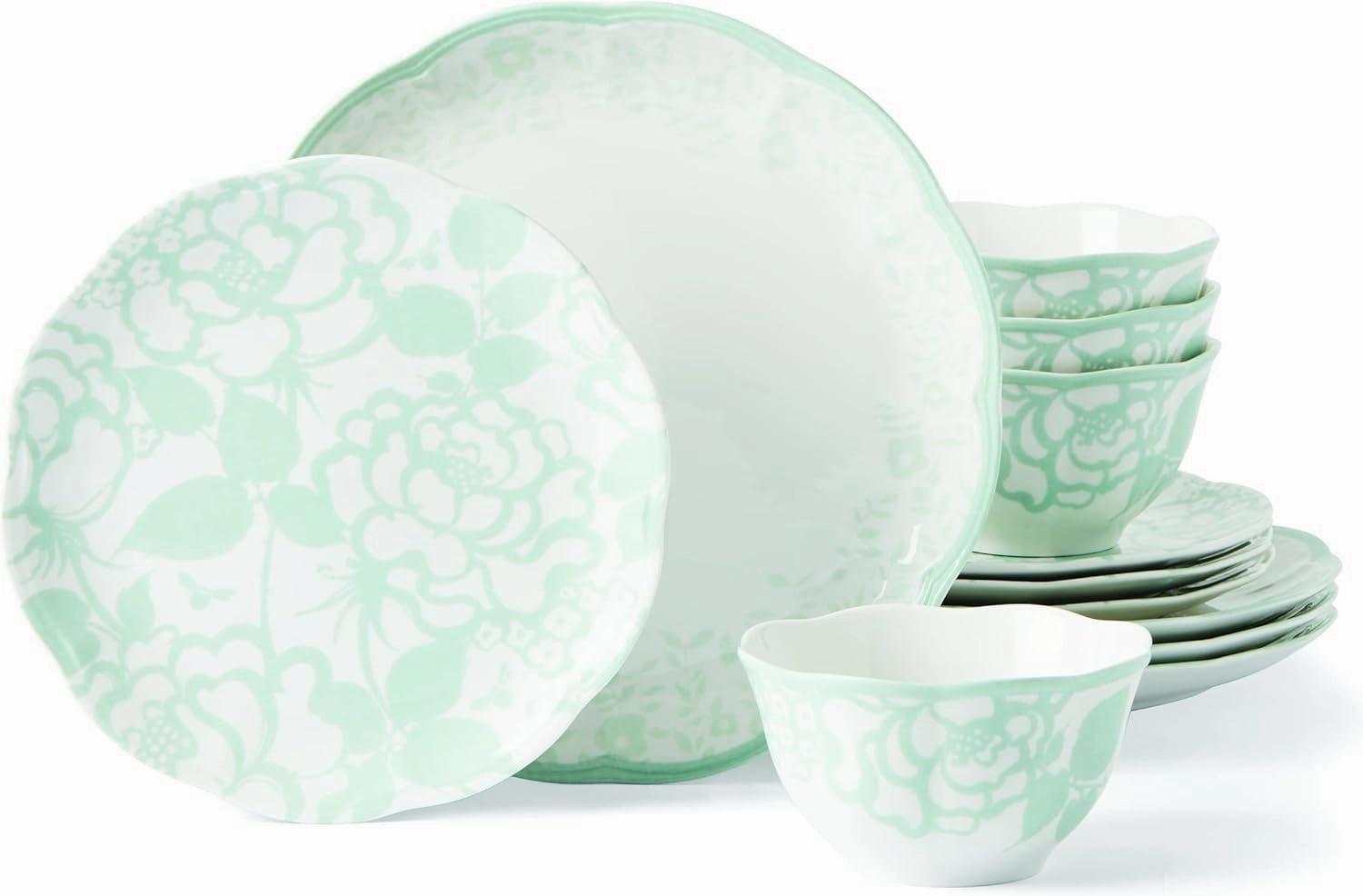 Lenox Butterfly Meadow Cottage 12-Piece Dinnerware Set, 17.45 LB, Sage