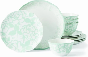 Lenox Butterfly Meadow Cottage 12-Piece Dinnerware Set, 17.45 LB, Sage