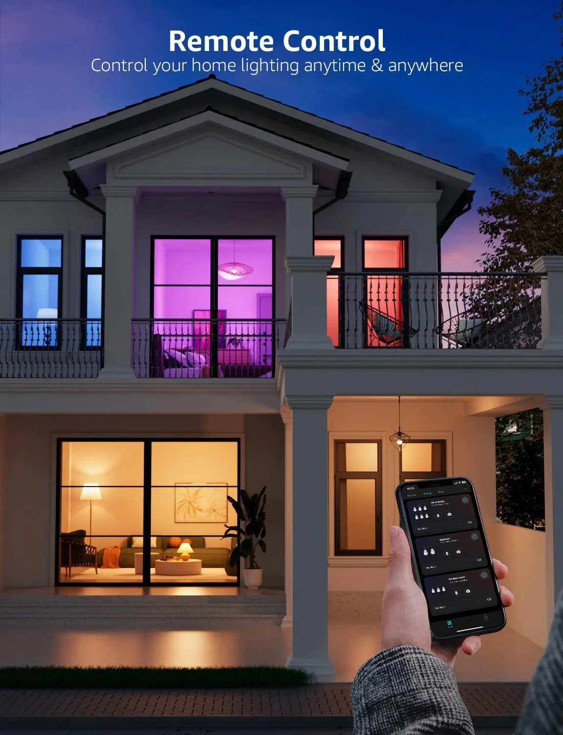 Lepro B1 AI Smart Light Bulbs - WiFi & Bluetooth RGBWW Color Changing LED Bulb Compatible with Alexa & Google Assistant, AI Generated Lighting LLM, AI Voice Control, Music Sync, 2.4GHz Only, 4 Packs