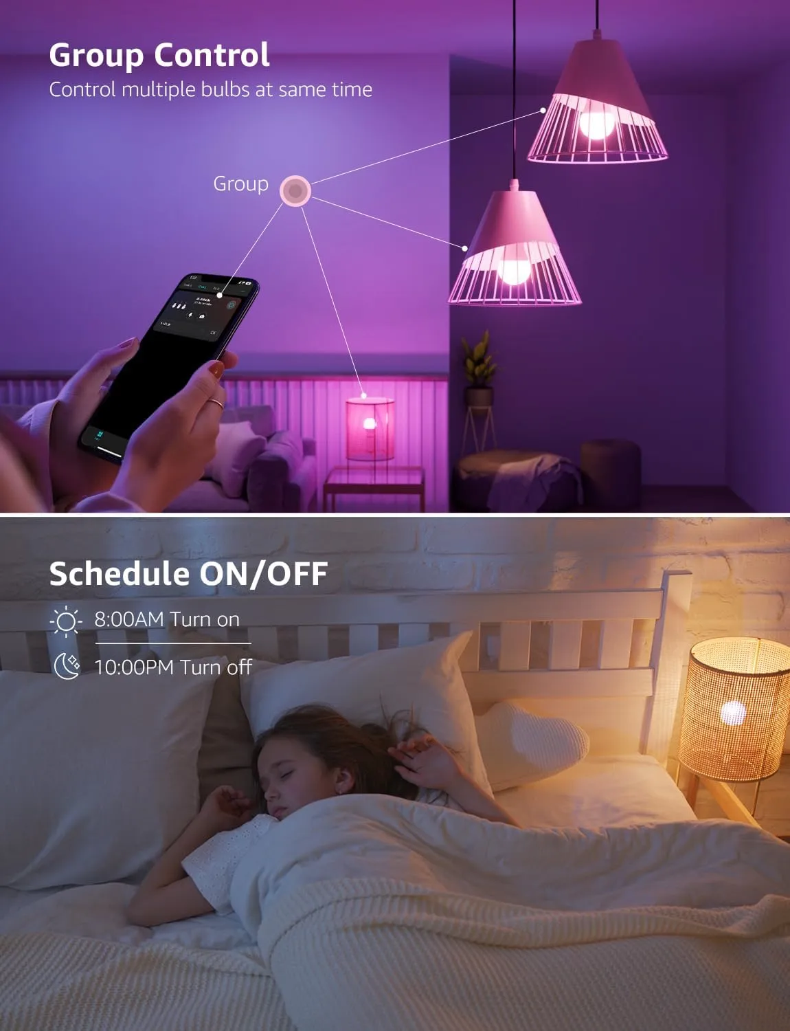 Lepro B1 AI Smart Light Bulbs - WiFi & Bluetooth RGBWW Color Changing LED Bulb Compatible with Alexa & Google Assistant, AI Generated Lighting LLM, AI Voice Control, Music Sync, 2.4GHz Only, 4 Packs