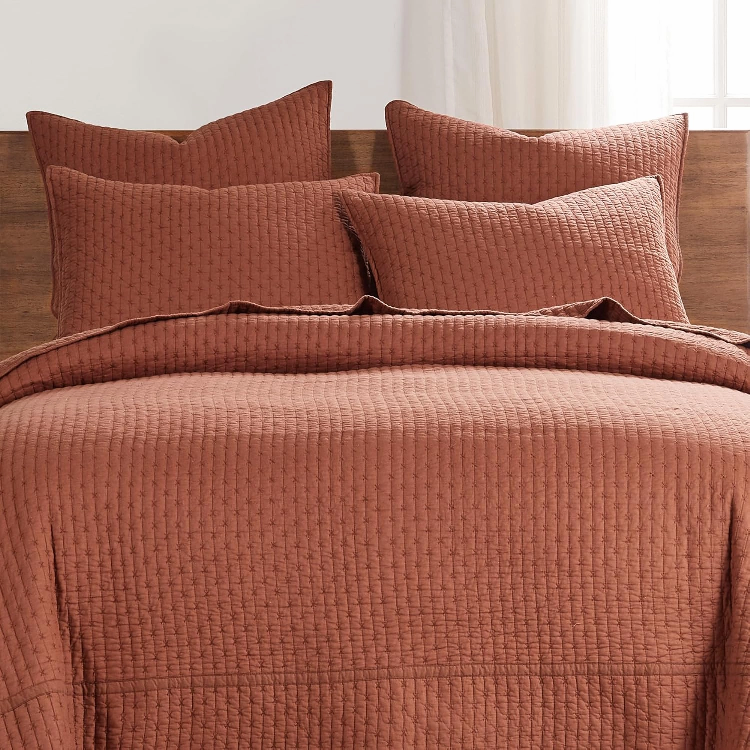 Levtex Home - Cross Stitch Adobe - Euro Shams Set of Two - (26x26in.), No Insert - Cross Stitched Pattern - Cotton Fabric