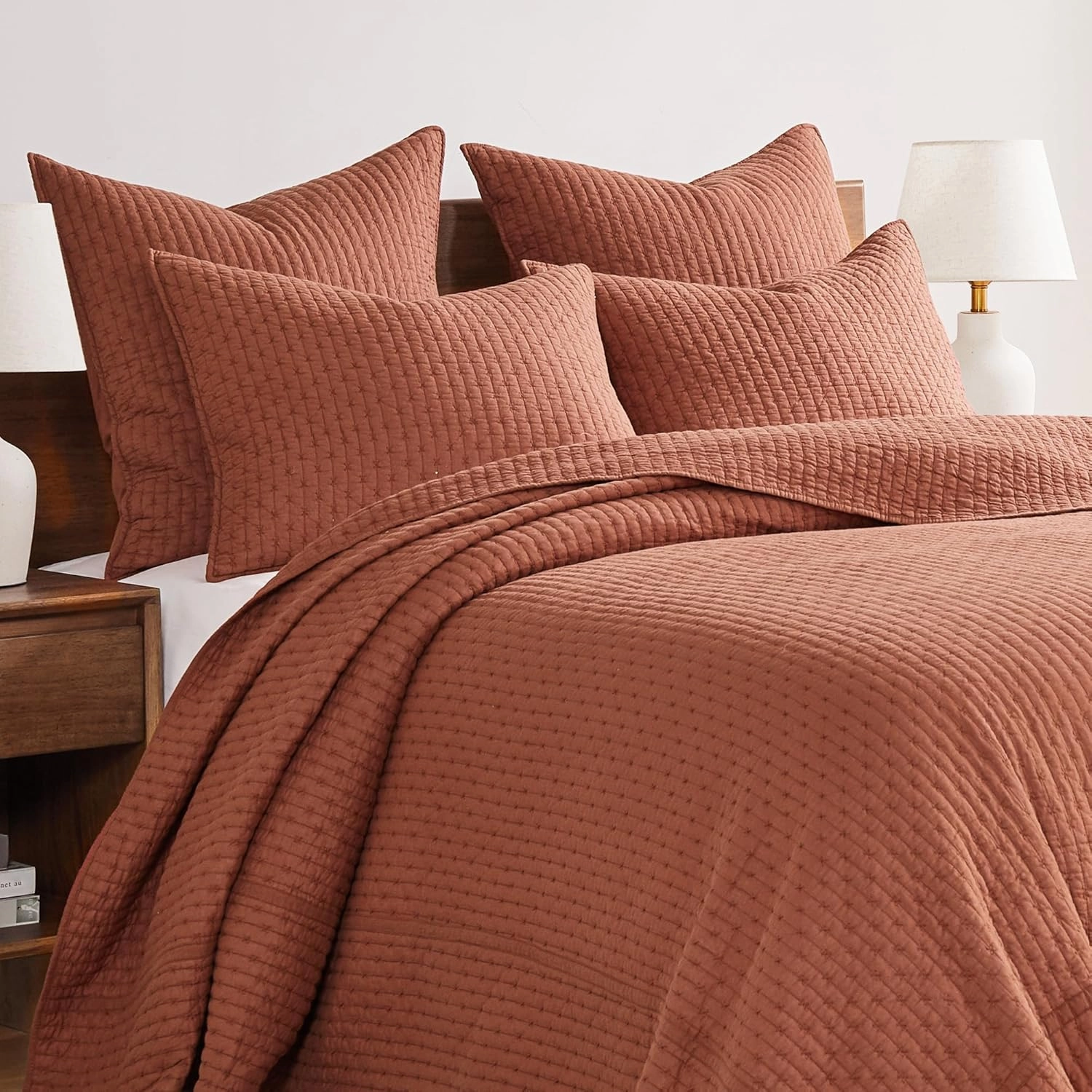 Levtex Home - Cross Stitch Adobe - Euro Shams Set of Two - (26x26in.), No Insert - Cross Stitched Pattern - Cotton Fabric