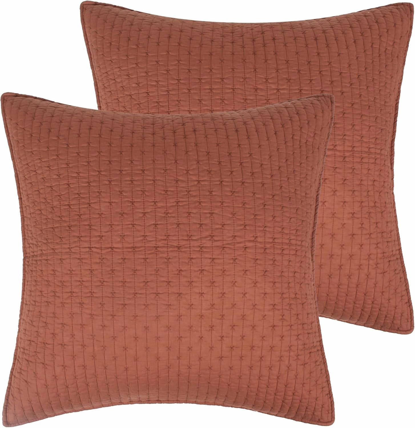Levtex Home - Cross Stitch Adobe - Euro Shams Set of Two - (26x26in.), No Insert - Cross Stitched Pattern - Cotton Fabric