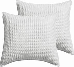 Levtex Home - Mills Waffle - Euro Sham (Set of Two) - Bright White - Sham Size (26x26in.), No Insert