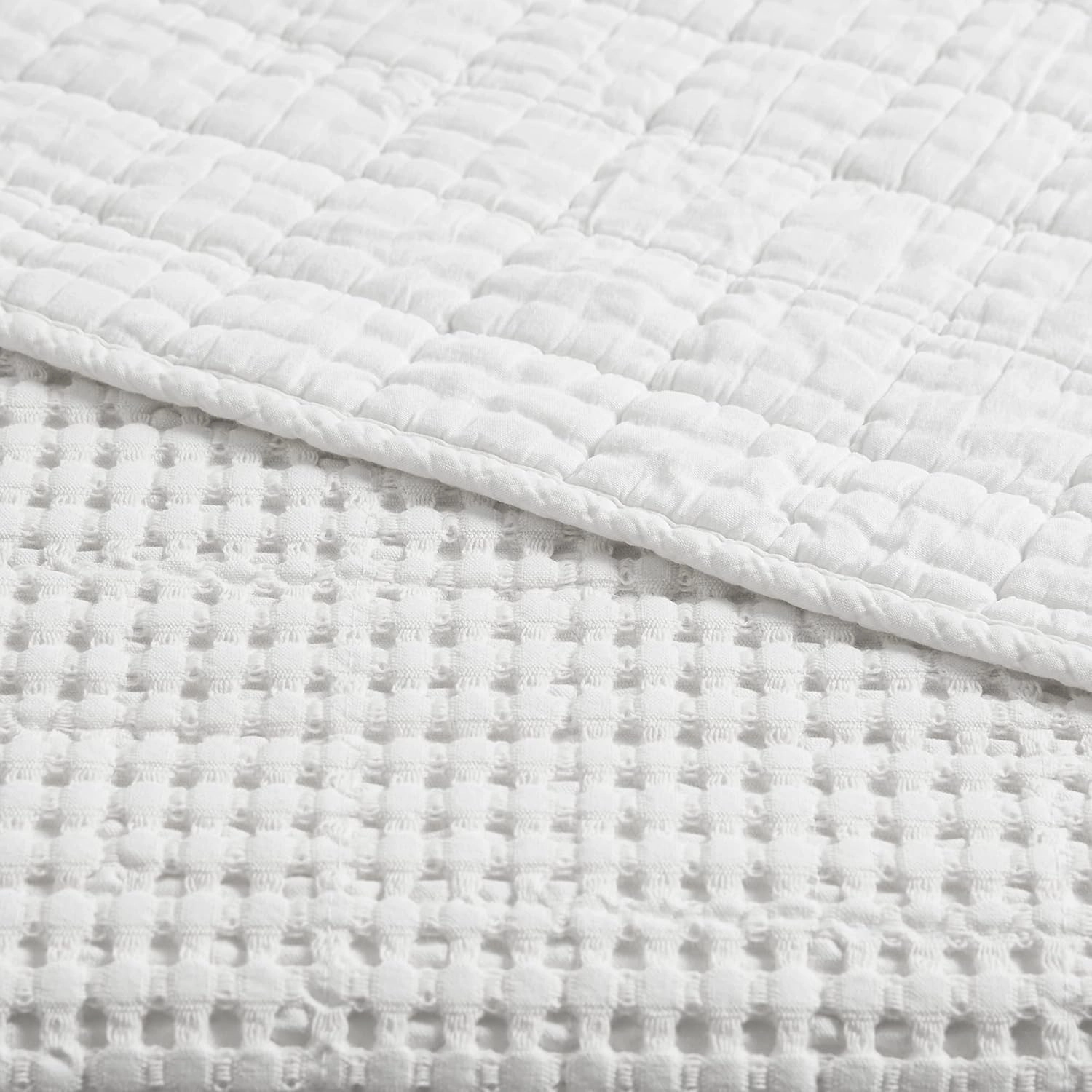 Levtex Home - Mills Waffle - Full/Queen Quilt Set - Bright White Cotton Waffle - Quilt Size (88 x 92in.), Sham Size (26 x 20in.)