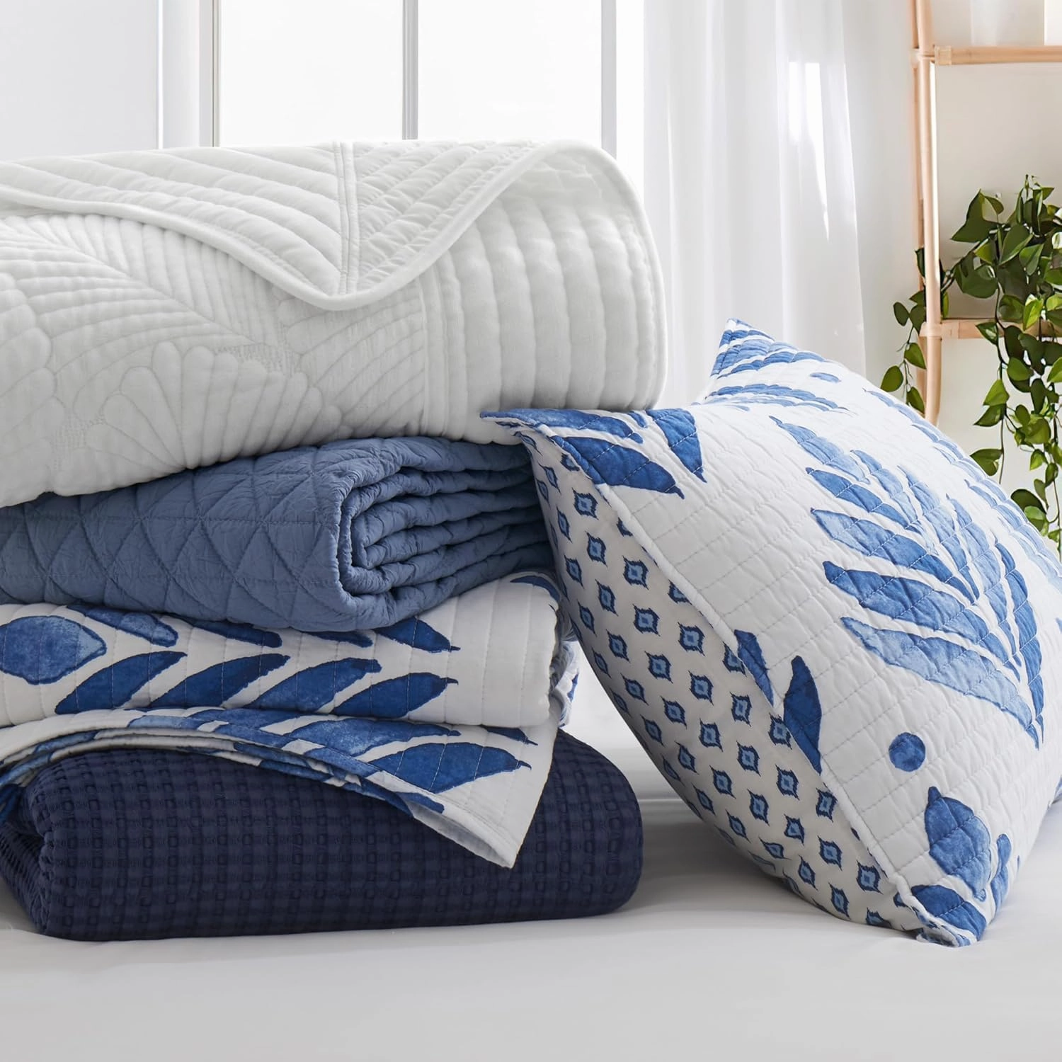 Levtex Home - Mills Waffle - Full/Queen Quilt Set - Bright White Cotton Waffle - Quilt Size (88 x 92in.), Sham Size (26 x 20in.)