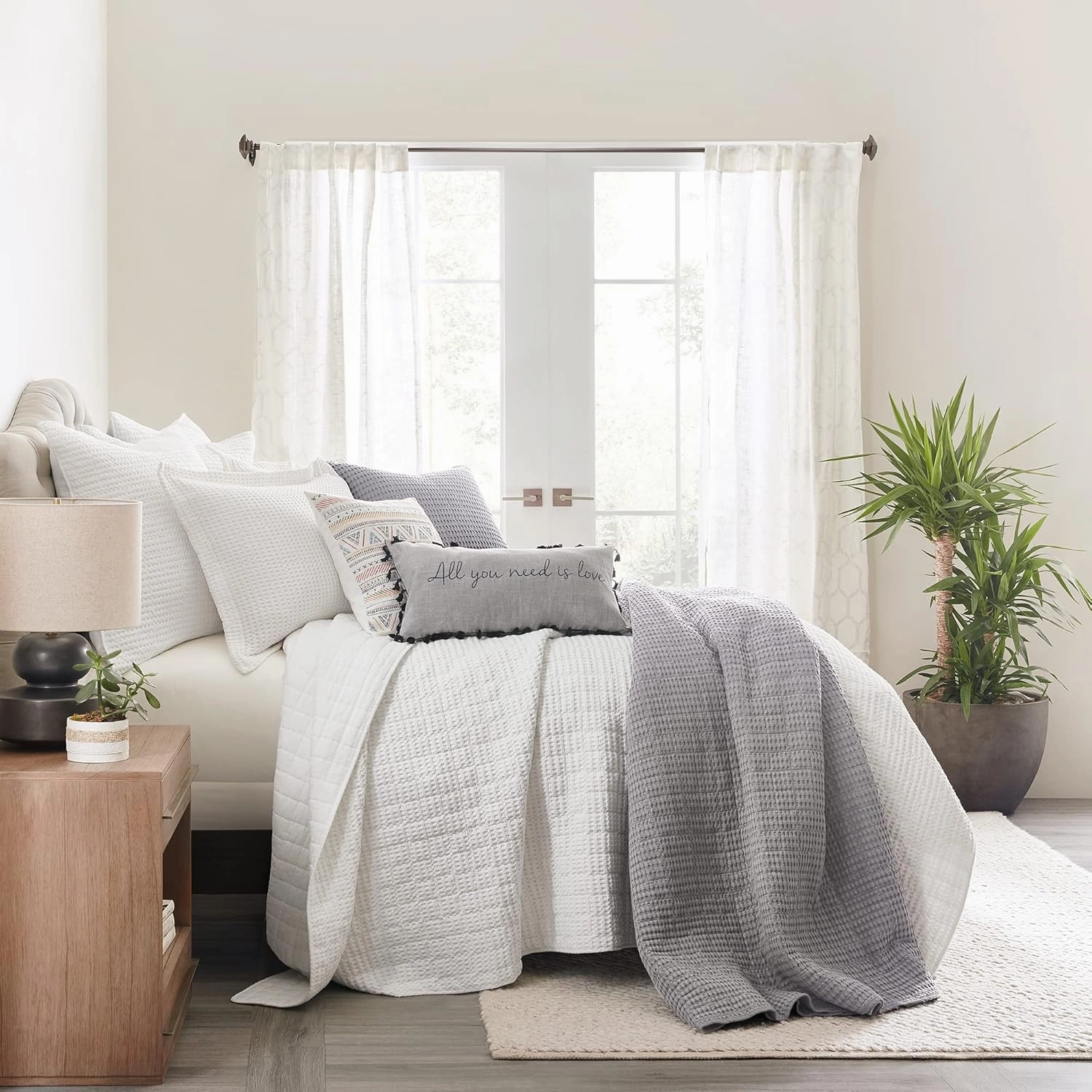 Levtex Home - Mills Waffle - King/Cal King Quilt Set - Bright White Cotton Waffle - Quilt Size (106 x 92in.), Sham Size (36 x 20in.)