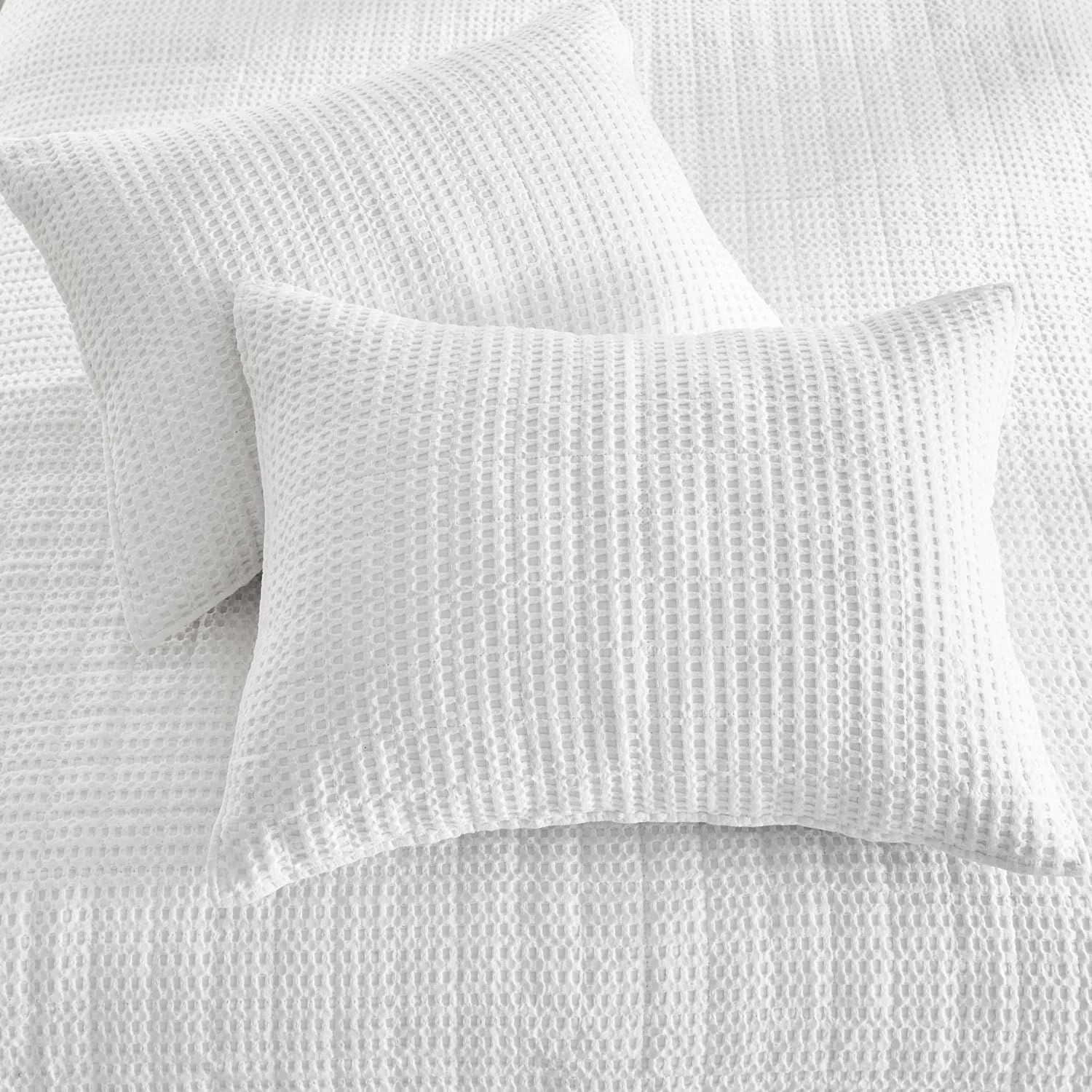 Levtex Home - Mills Waffle - King/Cal King Quilt Set - Bright White Cotton Waffle - Quilt Size (106 x 92in.), Sham Size (36 x 20in.)
