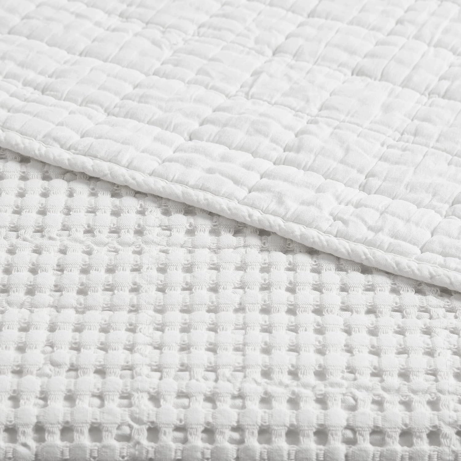 Levtex Home - Mills Waffle - King/Cal King Quilt Set - Bright White Cotton Waffle - Quilt Size (106 x 92in.), Sham Size (36 x 20in.)