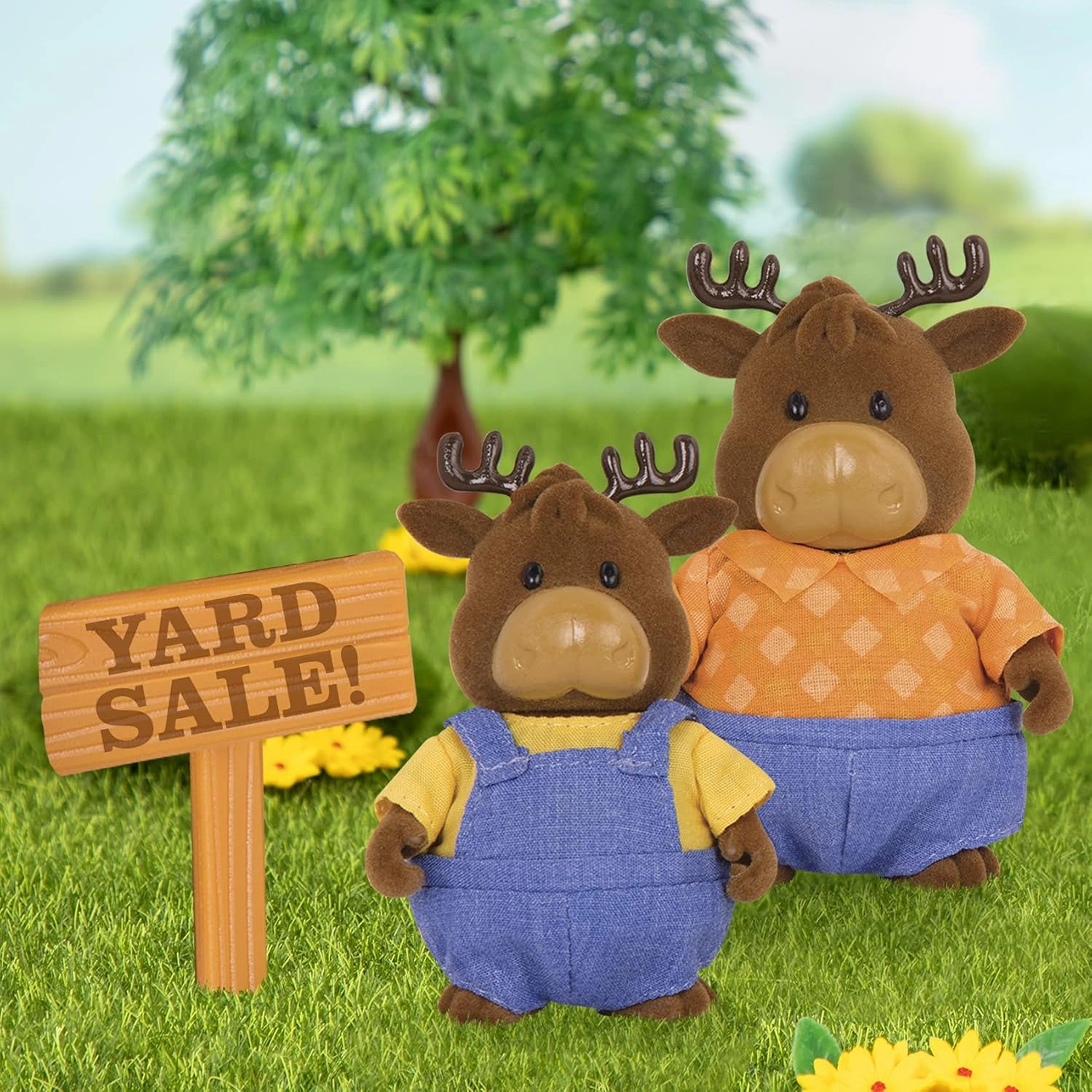 Li'l Woodzeez Moose Family Set – Vanderhoof Moose with Storybook – 5pc Toy Set with Miniature Animal Figurines – Family Toys and Books for Kids Age 3 