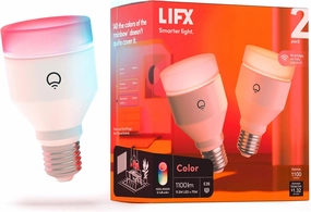 LIFX color, A19 1100 lumens, Wi-Fi Smart LED Light Bulb, Billions of colors and Whites, No bridge required, Works with Alexa, Hey Google, HomeKit and Siri multicolor (Pack of 2)