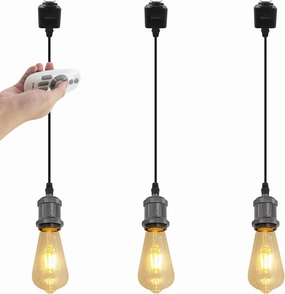 Lightolier Track Pendant Light Black Cord Oil Rubbed Black Socket Retro Style with Remote Control LED Edison Bulbs Decoration Industrial Factory Track Light Customizable for Kitchen