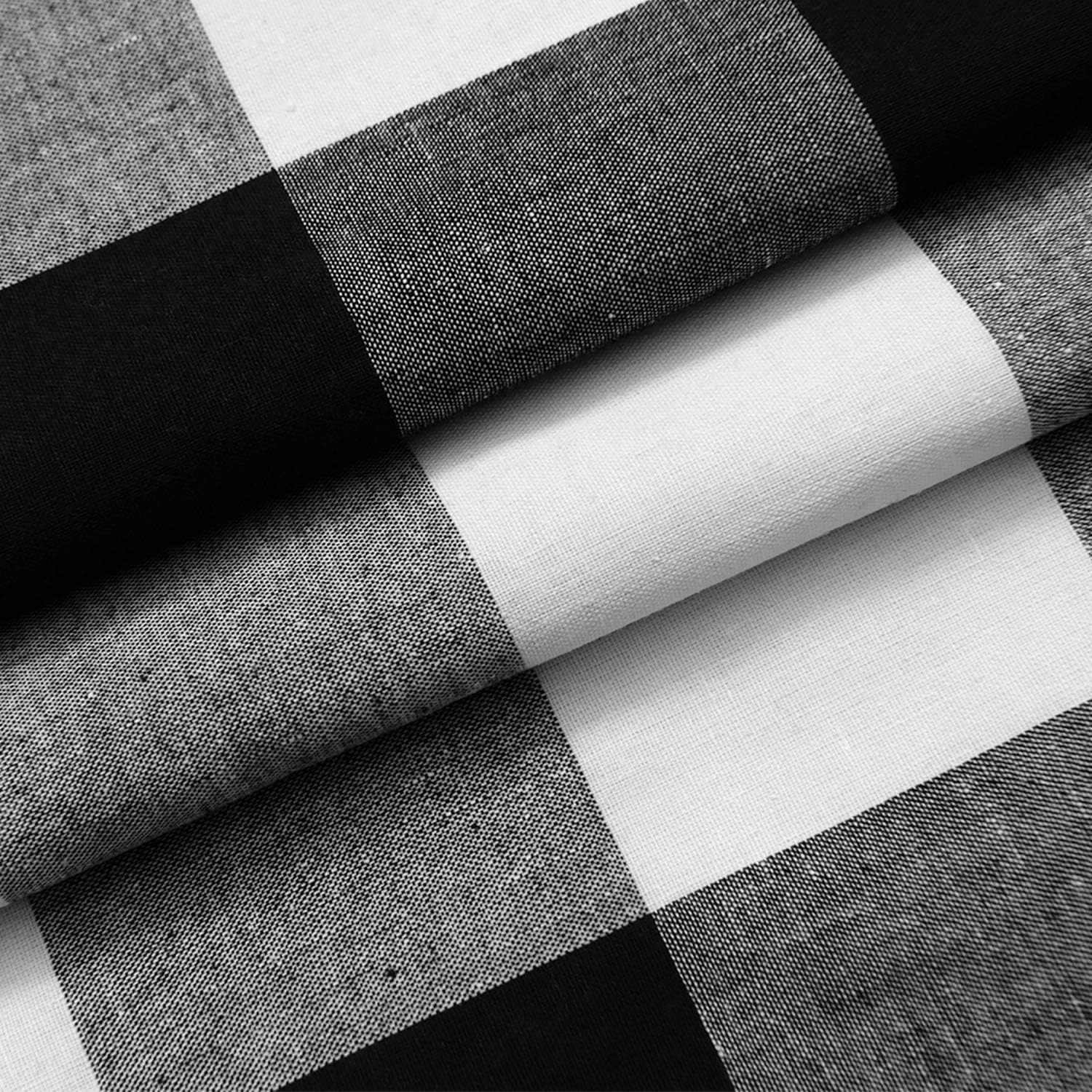 Lined Buffalo Check Plaid Valances for Kitchen, Line Up Farmhouse Gingham Window Treatment Decor Curtains Valances for Living Room Rod Pocket 2 Layers 52 Inch by 18 Inch, Black and White