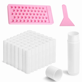 Lip Balm Tubes Kit with Tray and Scraper - 100 Pack 5.5ml (3/16 Oz) BPA-Free Lip Balm Containers, Leak-Free Empty Lipstick for DIY Lip Tubes Filling Making Kits
