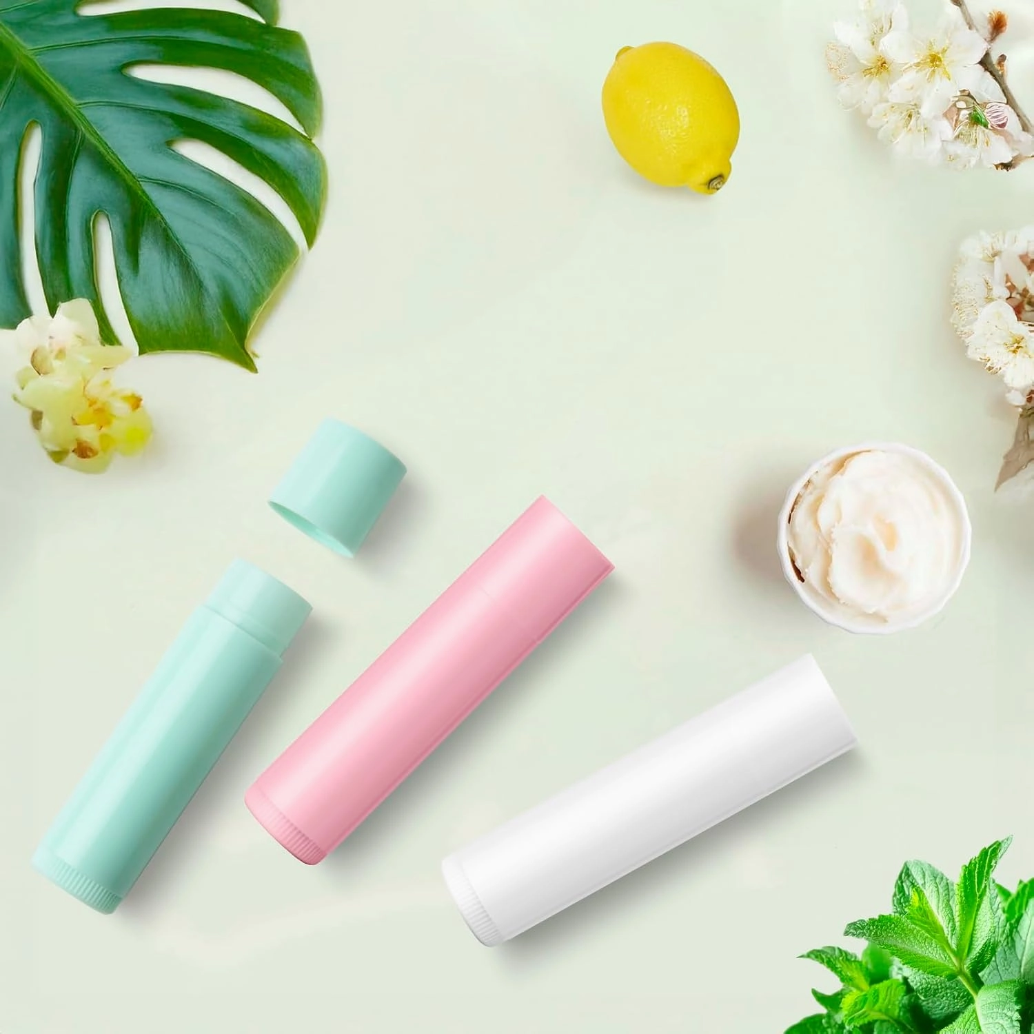 Lip Balm Tubes Kit with Tray and Scraper - 50 Pack 5.5ml (3/16 Oz) BPA-Free Chapstick Containers, Leak-Free Empty Lipstick Tubes for DIY Lip Balm Filling Making Kits (Clear, 50-Pack)