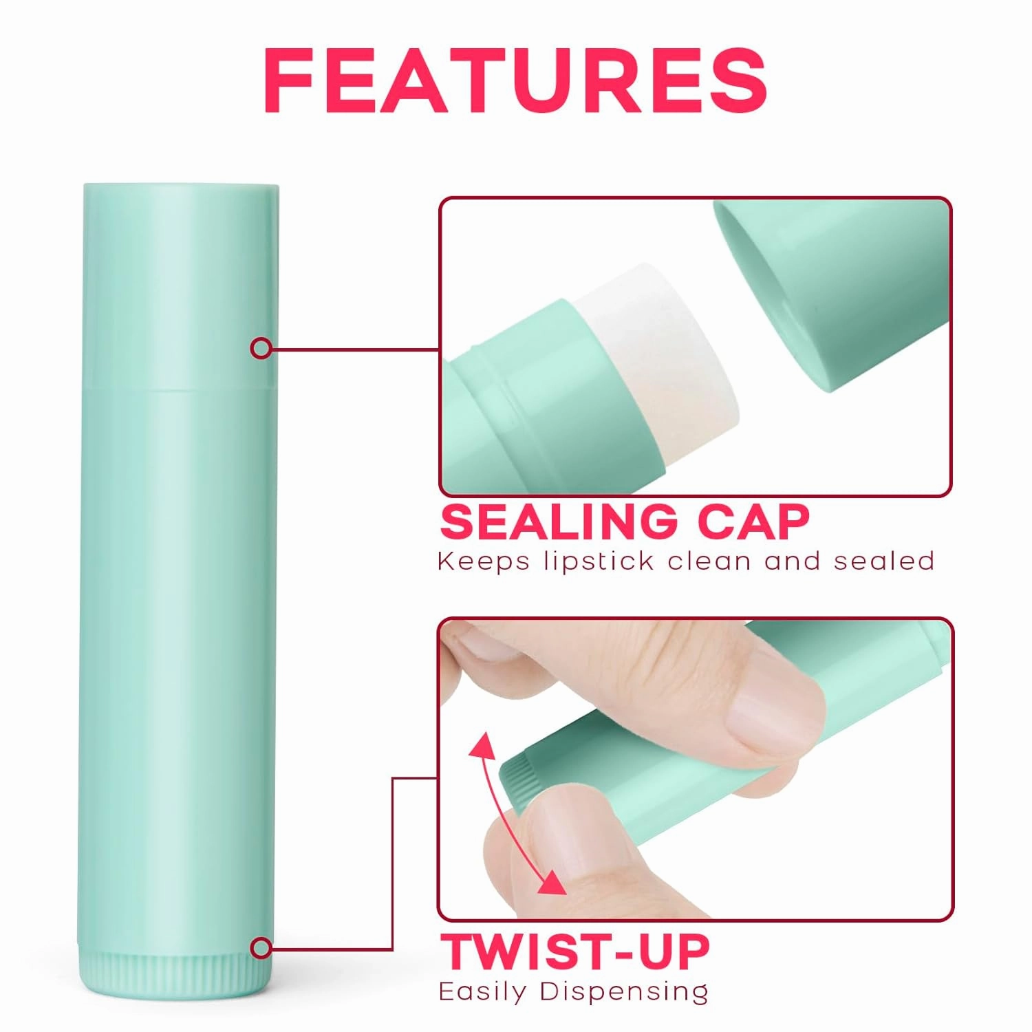 Lip Balm Tubes Kit with Tray and Scraper - 50 Pack 5.5ml (3/16 Oz) BPA-Free Chapstick Containers, Leak-Free Empty Lipstick Tubes for DIY Lip Balm Filling Making Kits (Clear, 50-Pack)