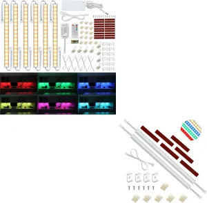 Litever RGB   Warm White 3000K 6-Light-Bar Under Cabinet Lights Kit 24W Add-on 12" RGB   3000K LED Light Strip Bar 2 Pack