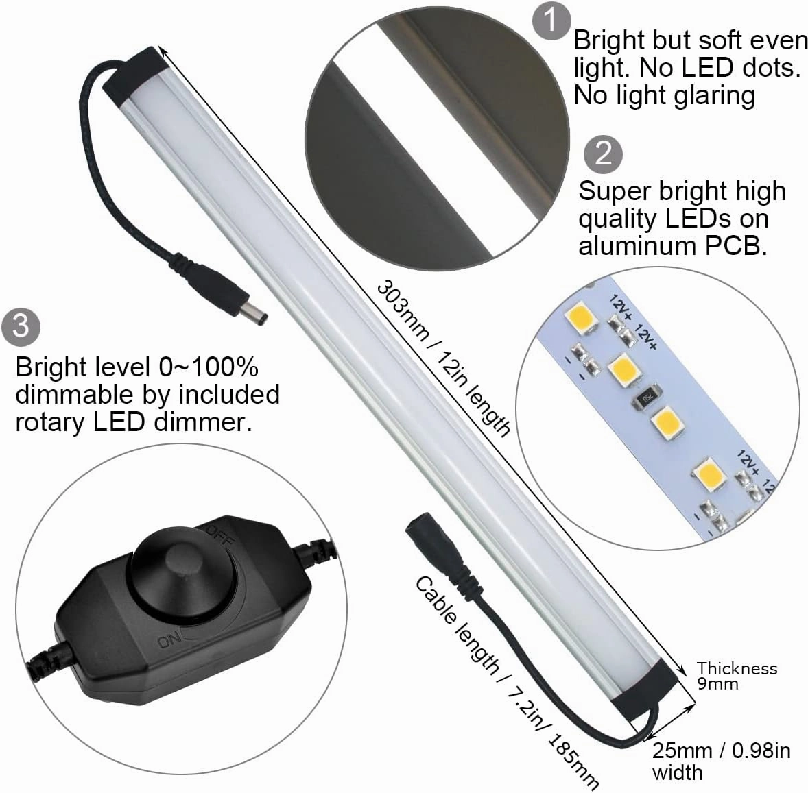 Litever Kitchen Under Cabinet LED Lighting Kit Plug-in, Super Bright, 6 PCS 12 Inches Light Bars, Daylight White, 31W 2000 Lumen, Perfect for Kitchen Cabinet Counter Shelf-(6 Bars Kit-5000K)